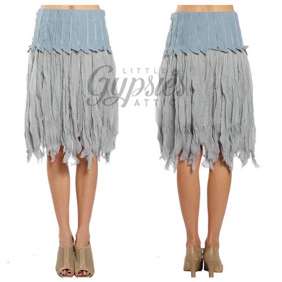 Ryu Vintage Blue Feathering Skirt - Picture 3 of 10